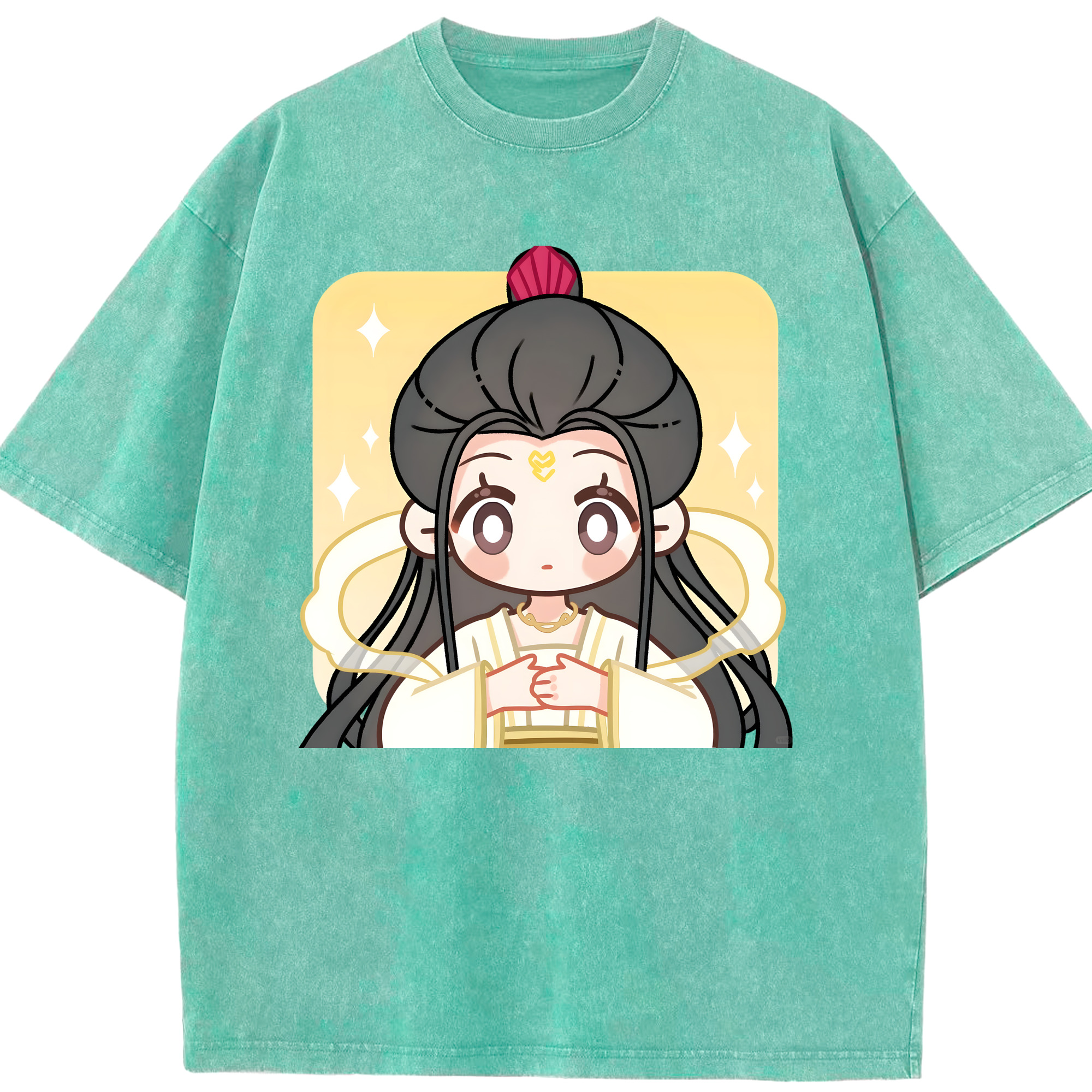 （画像用） Ne Zha 2 ナタ 魔童の大暴れ 綿100% ヴィンテージ風 半袖Tシャツ（フロントプリント）